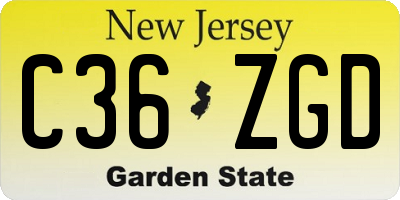 NJ license plate C36ZGD