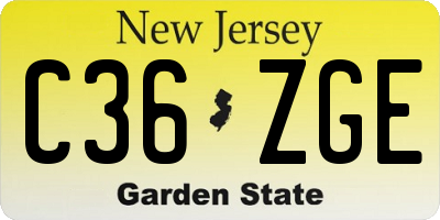 NJ license plate C36ZGE