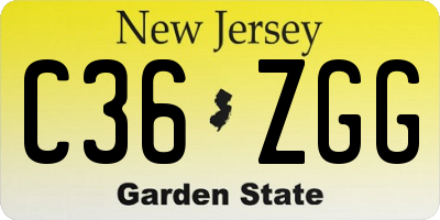 NJ license plate C36ZGG