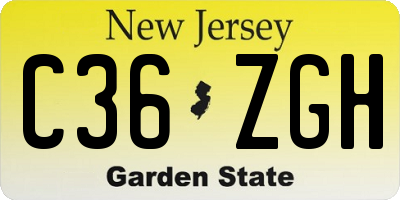 NJ license plate C36ZGH