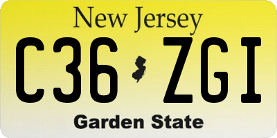 NJ license plate C36ZGI