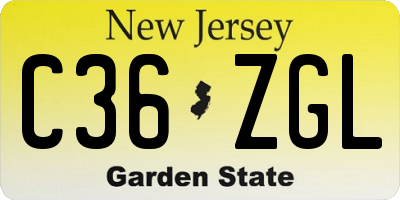 NJ license plate C36ZGL