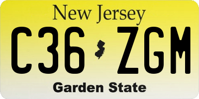 NJ license plate C36ZGM