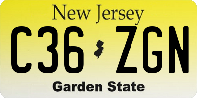 NJ license plate C36ZGN
