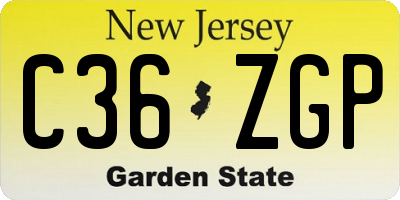 NJ license plate C36ZGP