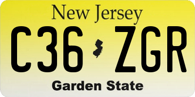 NJ license plate C36ZGR