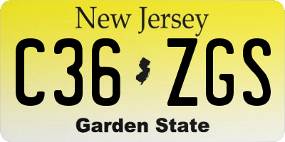 NJ license plate C36ZGS