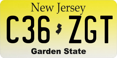 NJ license plate C36ZGT