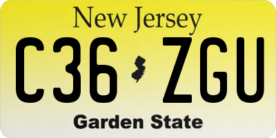 NJ license plate C36ZGU