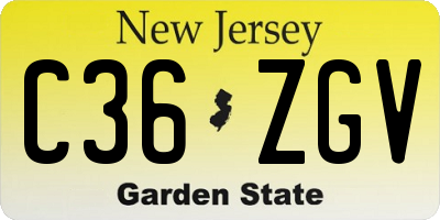 NJ license plate C36ZGV