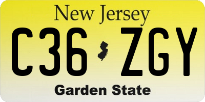 NJ license plate C36ZGY