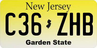 NJ license plate C36ZHB