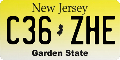 NJ license plate C36ZHE