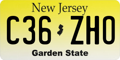 NJ license plate C36ZHO