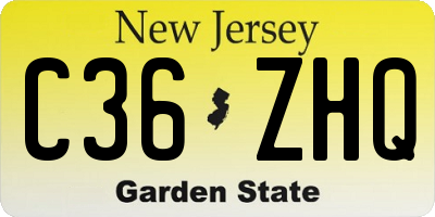 NJ license plate C36ZHQ