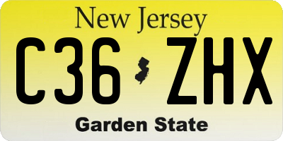 NJ license plate C36ZHX