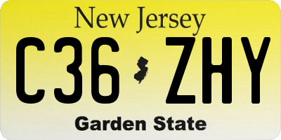 NJ license plate C36ZHY