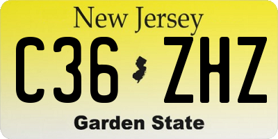NJ license plate C36ZHZ