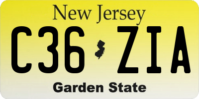 NJ license plate C36ZIA