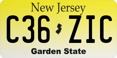 NJ license plate C36ZIC