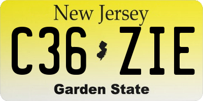 NJ license plate C36ZIE