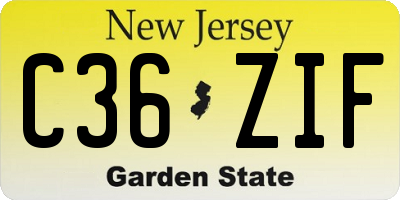 NJ license plate C36ZIF