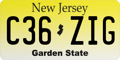 NJ license plate C36ZIG