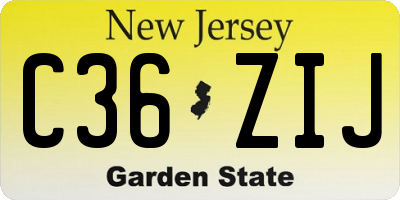 NJ license plate C36ZIJ