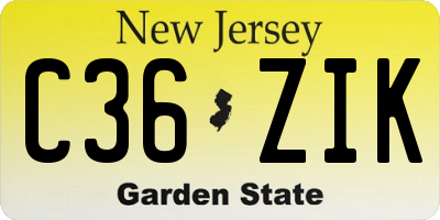NJ license plate C36ZIK