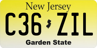 NJ license plate C36ZIL