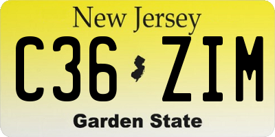 NJ license plate C36ZIM