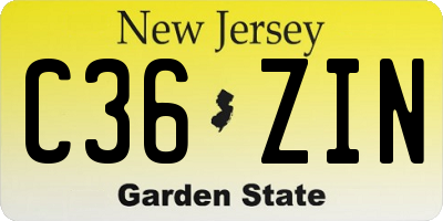 NJ license plate C36ZIN