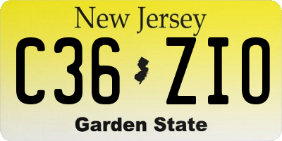 NJ license plate C36ZIO