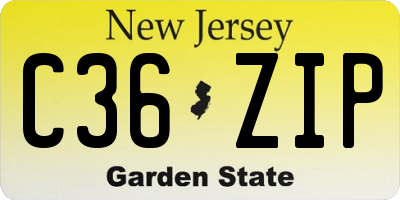 NJ license plate C36ZIP