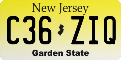 NJ license plate C36ZIQ