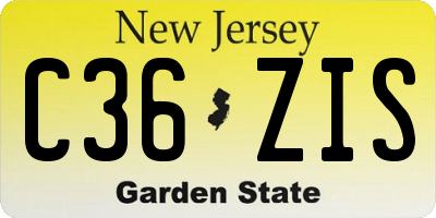 NJ license plate C36ZIS