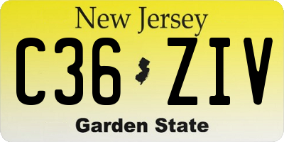 NJ license plate C36ZIV