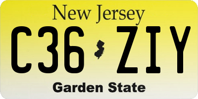 NJ license plate C36ZIY