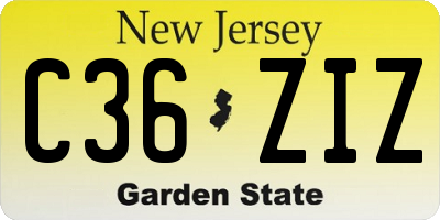 NJ license plate C36ZIZ
