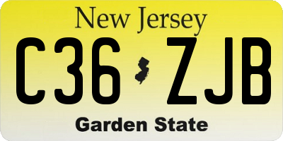 NJ license plate C36ZJB