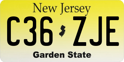 NJ license plate C36ZJE