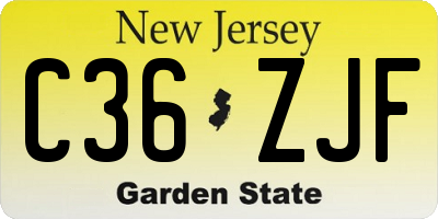 NJ license plate C36ZJF