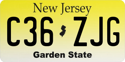 NJ license plate C36ZJG