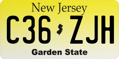 NJ license plate C36ZJH