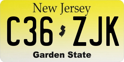 NJ license plate C36ZJK