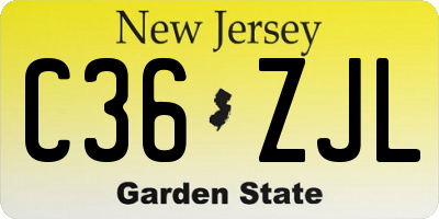 NJ license plate C36ZJL