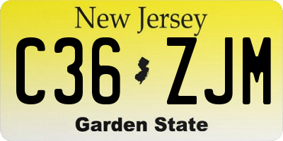 NJ license plate C36ZJM