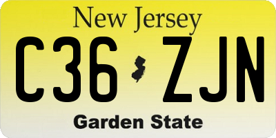 NJ license plate C36ZJN