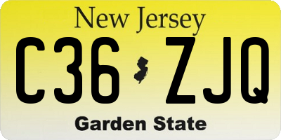 NJ license plate C36ZJQ