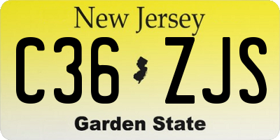 NJ license plate C36ZJS